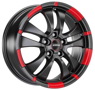Ronal R59 JETBLACK MATT-RED RIM